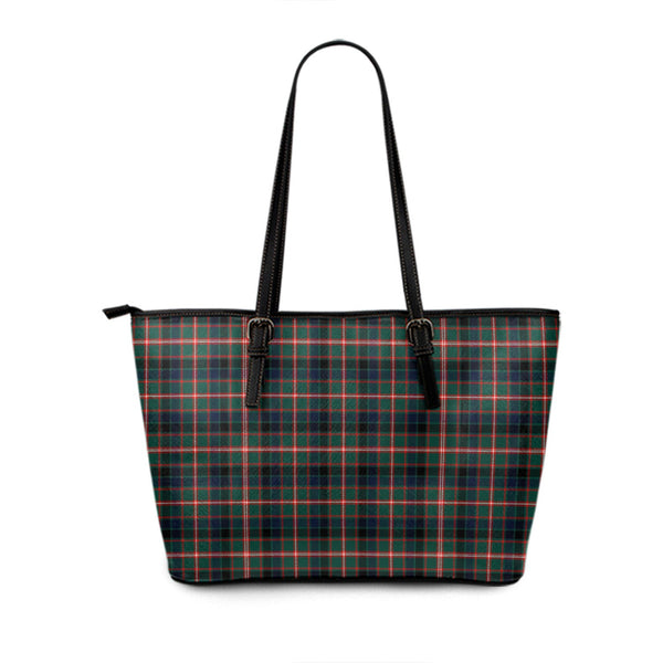 Reid Green Modern Tartan Leather Tote Bag