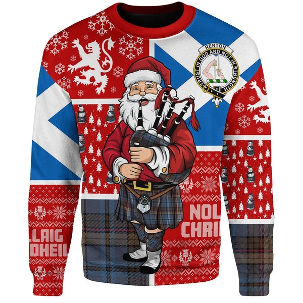 Renton Modern Clan Badge Tartan Sweatshirt Scotland Christmas Santa