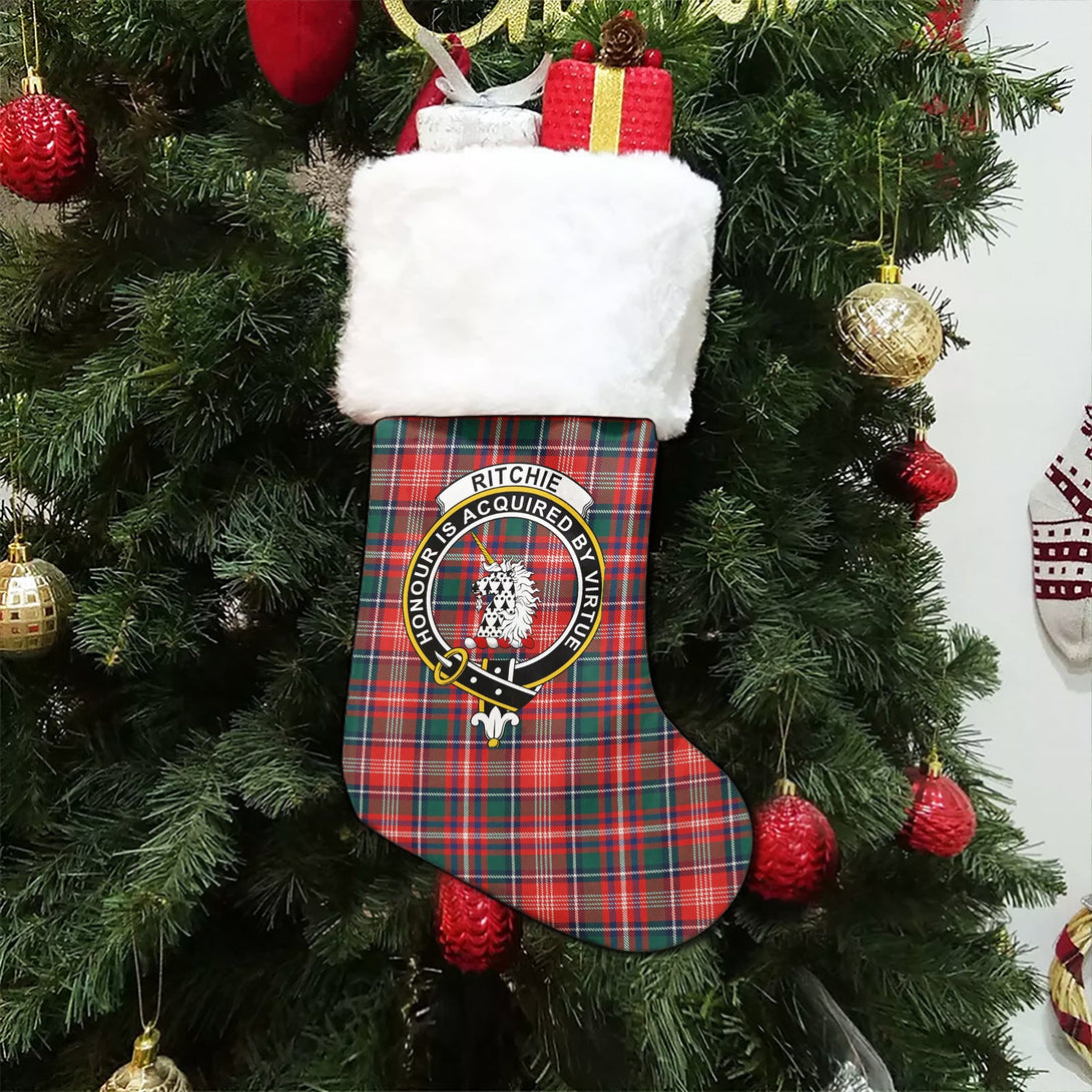 Ritchie Modern Clan Badge Tartan Christmas Stocking