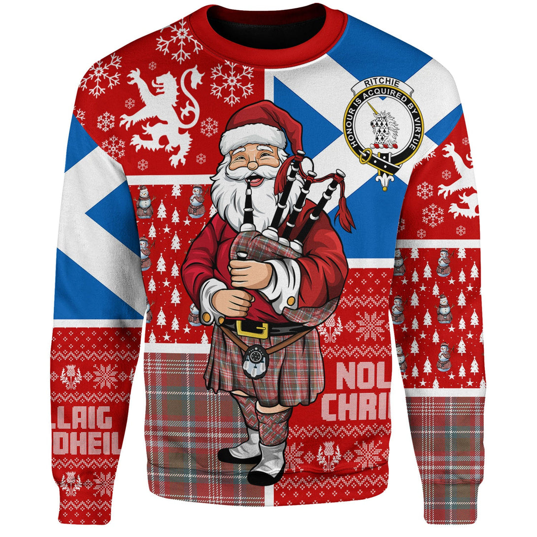 Ritchie Weathered Clan Badge Tartan Sweatshirt Scotland Christmas Santa