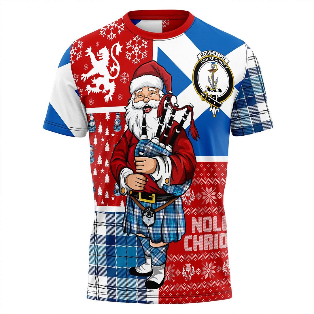 Roberton Clan Badge Tartan T-Shirt Scotland Christmas Santa