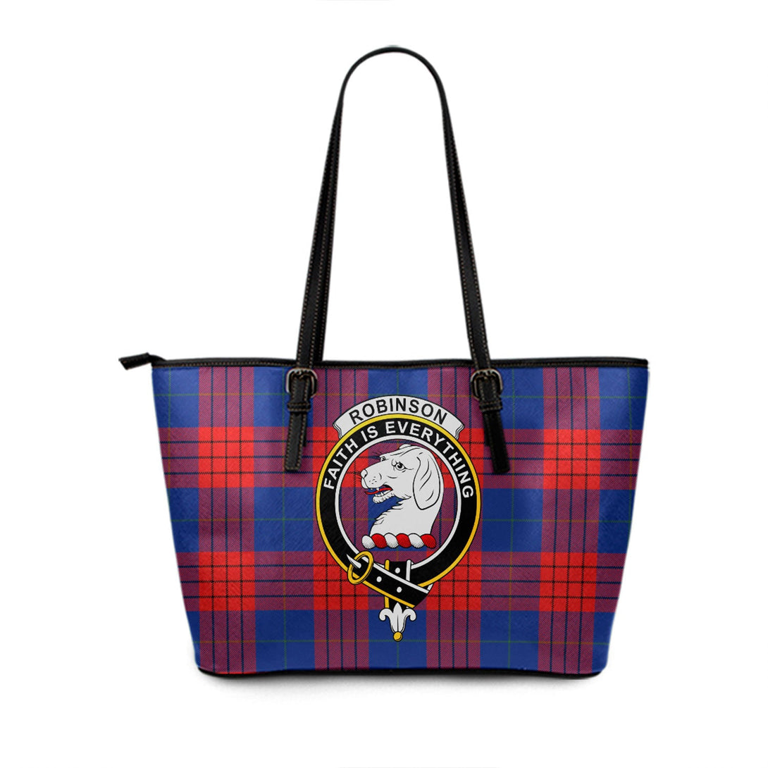 Robinson Dress (Robins Dress) Modern Clan Badge Tartan Leather Tote Bag