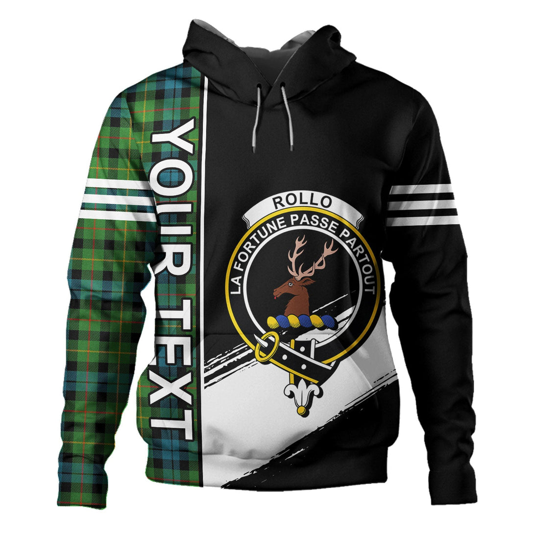 Rollo Ancient Clan Badge Tartan Hoodie Quarter Style Personalized