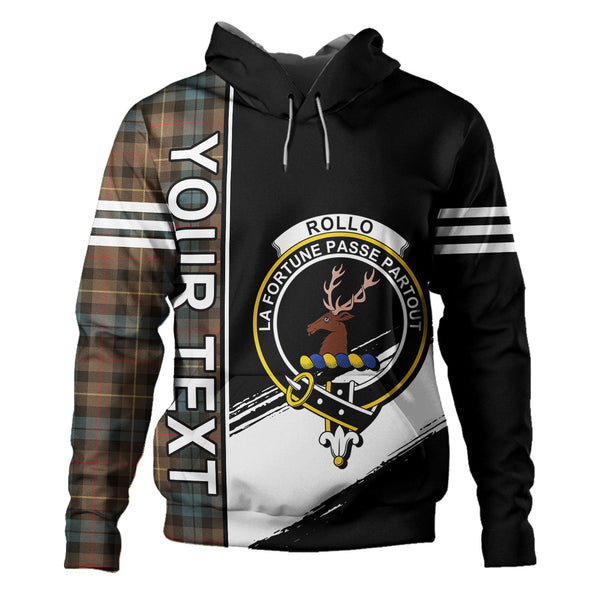 Rollo Weathered Clan Badge Tartan Hoodie Quarter Style Personalized