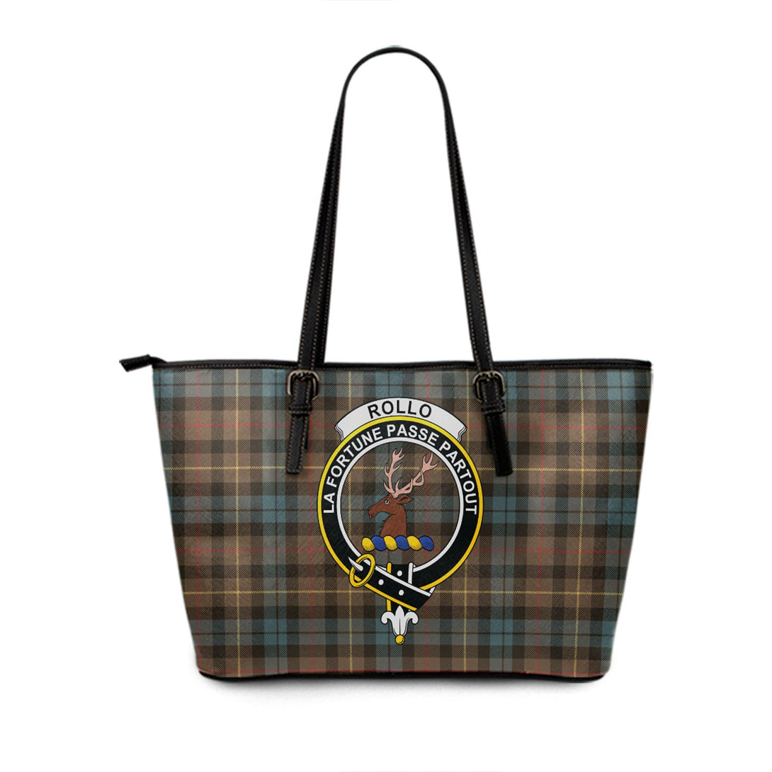 Rollo Weathered Clan Badge Tartan Leather Tote Bag