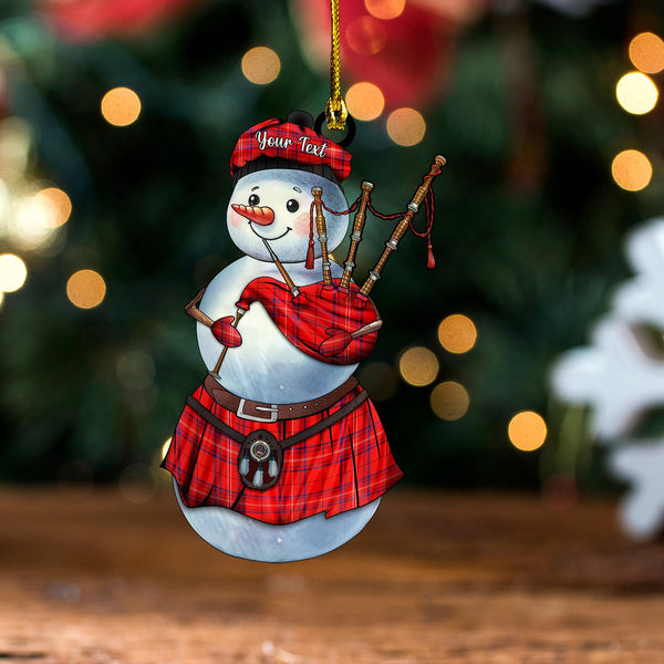 Rose of Kilravock Modern Clan Badge Tartan Wood Acrylic Ornament Snowman Bagpipe Personalized