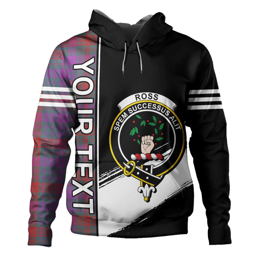 Ross (Wilsons) Weathered Clan Badge Tartan Hoodie Quarter Style Personalized