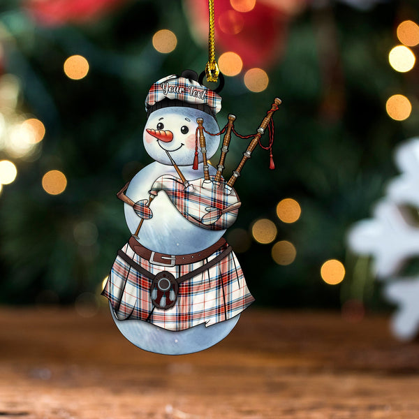 Rothesay Dress Ancient Tartan Wood Acrylic Ornament Snowman Bagpipe Personalized