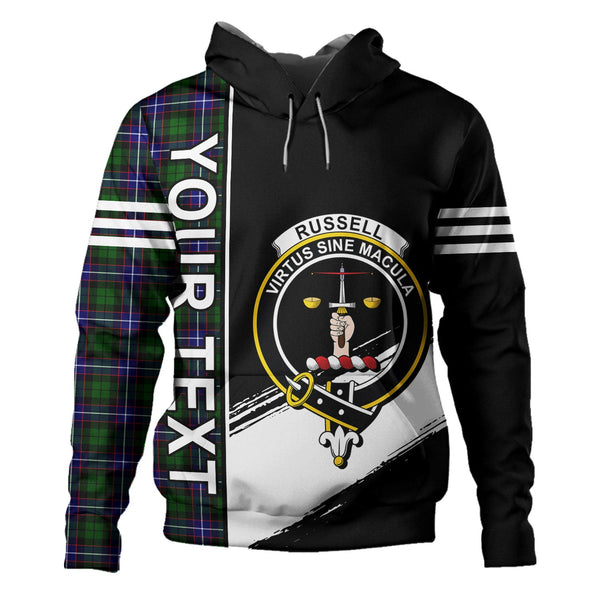 Russell Modern Clan Badge Tartan Hoodie Quarter Style Personalized