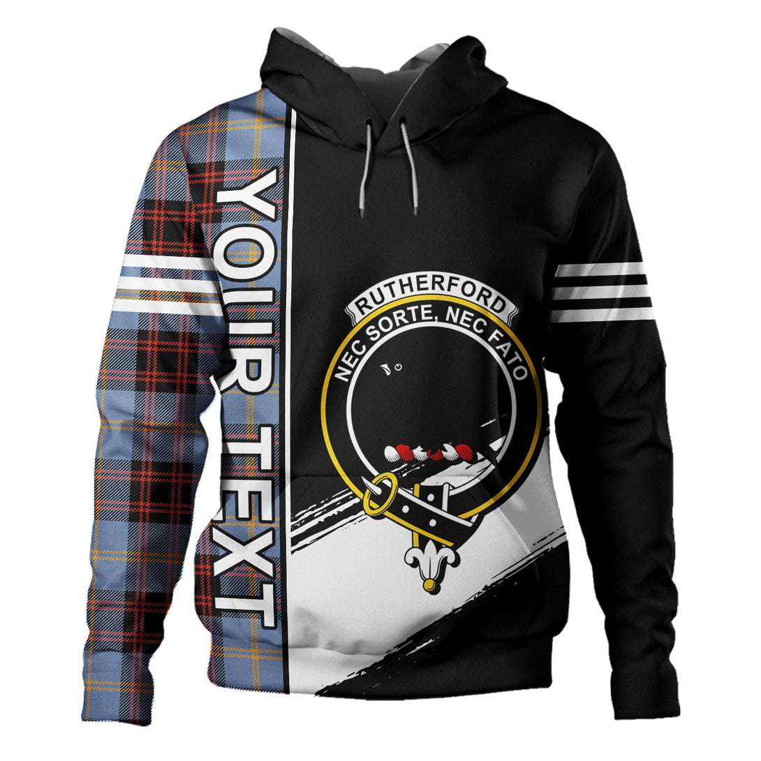 Rutherford Ancient Clan Badge Tartan Hoodie Quarter Style Personalized