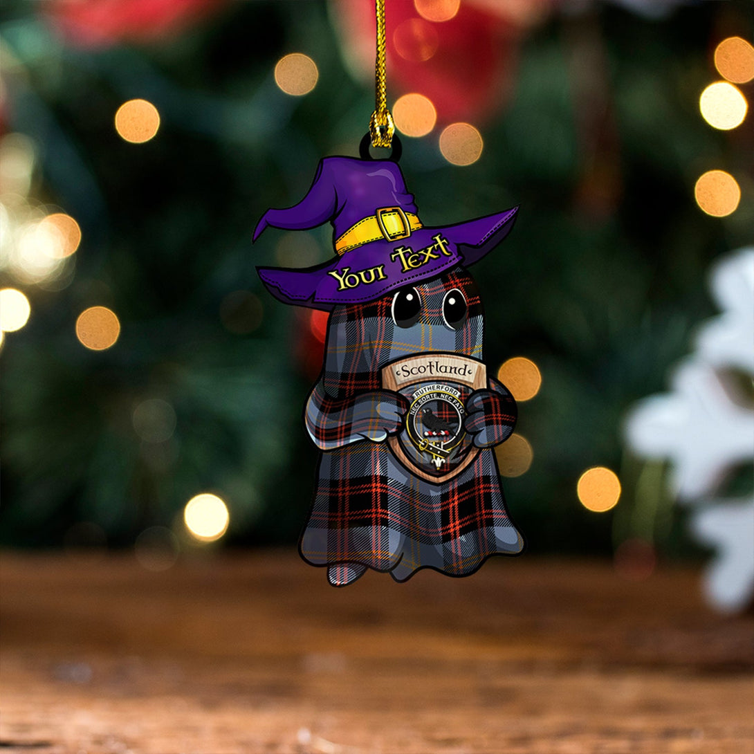 Rutherford Ancient Clan Badge Tartan Wood Acrylic Ornament Halloween Ghost