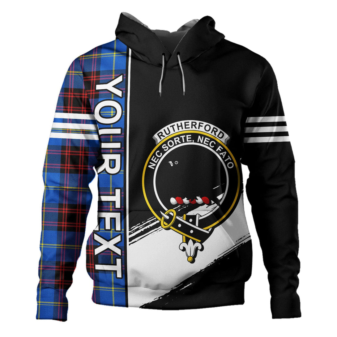 Rutherford Modern Clan Badge Tartan Hoodie Quarter Style Personalized