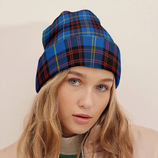 Rutherford Modern Clan Badge Tartan Knitted Beanie