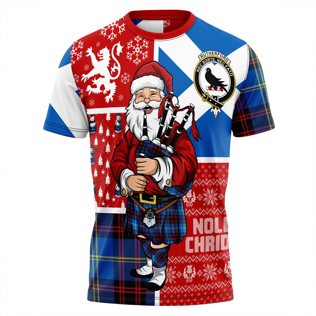 Rutherford Modern Clan Badge Tartan T-Shirt Scotland Christmas Santa