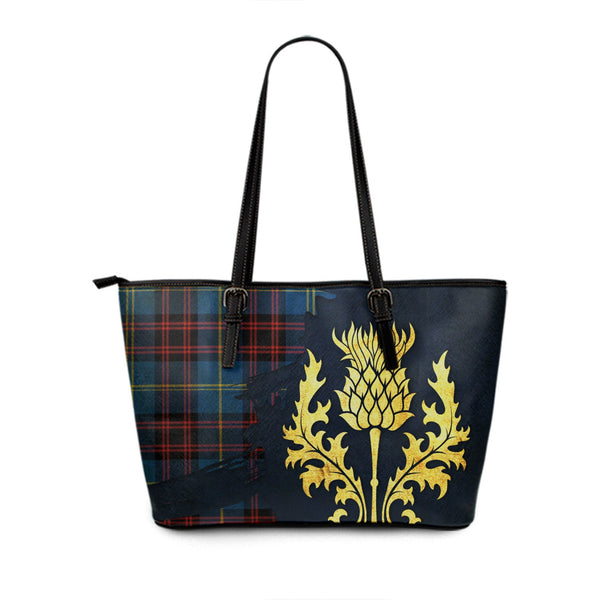 Rutherford Modern Tartan Leather Tote Bag Thistle Oldest Style