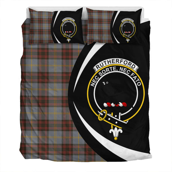 Rutherford Weathered Clan Badge Tartan Bedding Set Circle Style