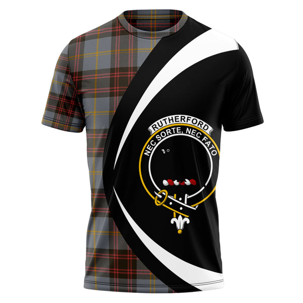 Rutherford Weathered Clan Badge Tartan T-Shirt Circle Style Personalized