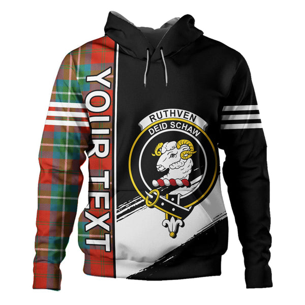 Ruthven Ancient Clan Badge Tartan Hoodie Quarter Style Personalized