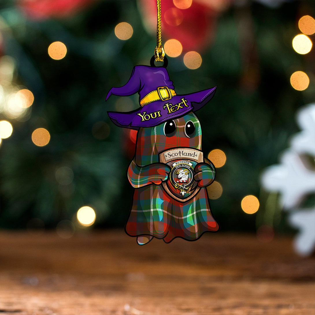 Ruthven Ancient Clan Badge Tartan Wood Acrylic Ornament Halloween Ghost