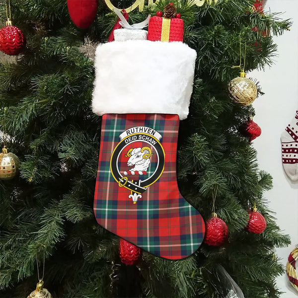 Ruthven Modern Clan Badge Tartan Christmas Stocking