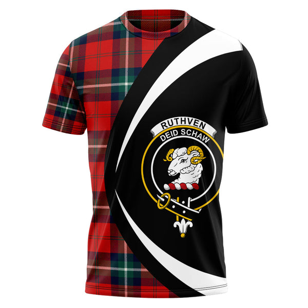 Ruthven Modern Clan Badge Tartan T-Shirt Circle Style Personalized