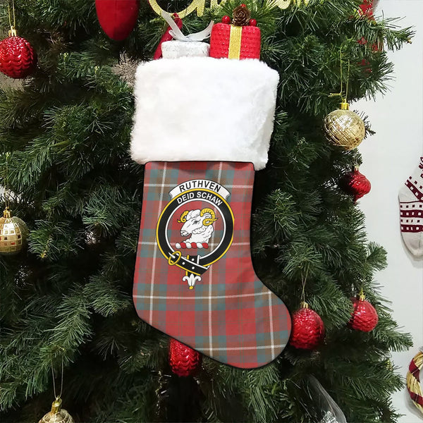 Ruthven Weathered Clan Badge Tartan Christmas Stocking