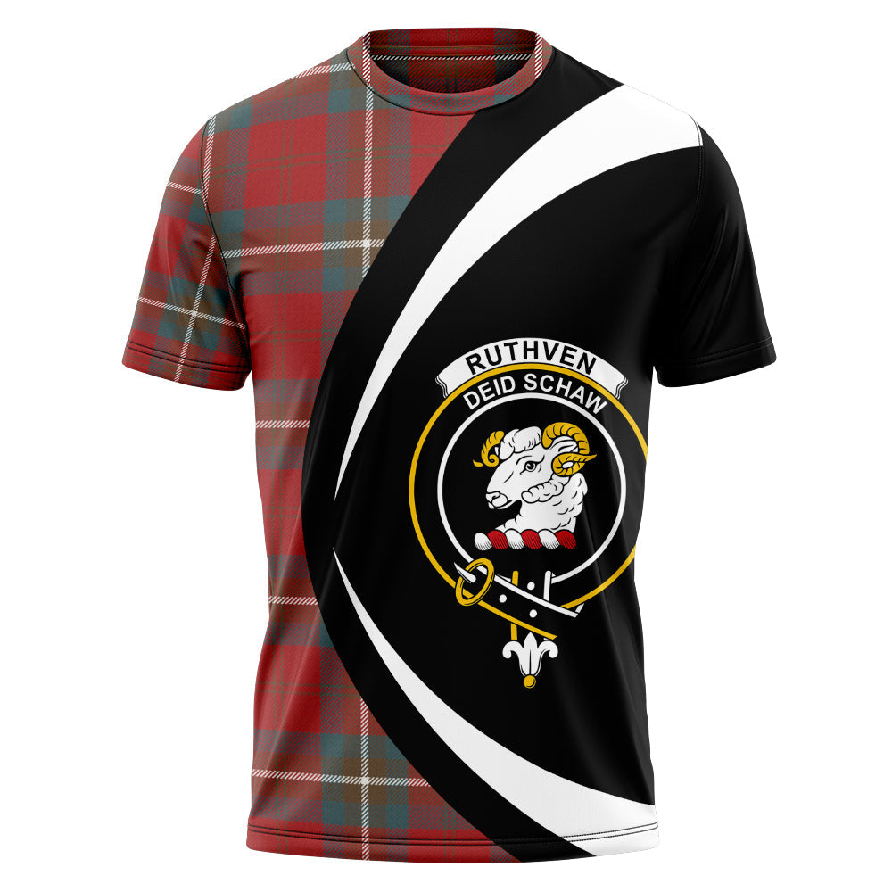 Ruthven Weathered Clan Badge Tartan T-Shirt Circle Style Personalized