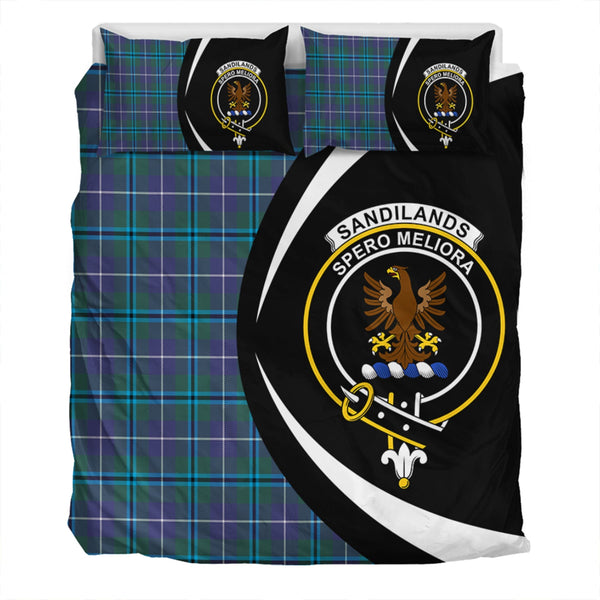 Sandilands Clan Badge Tartan Bedding Set Circle Style