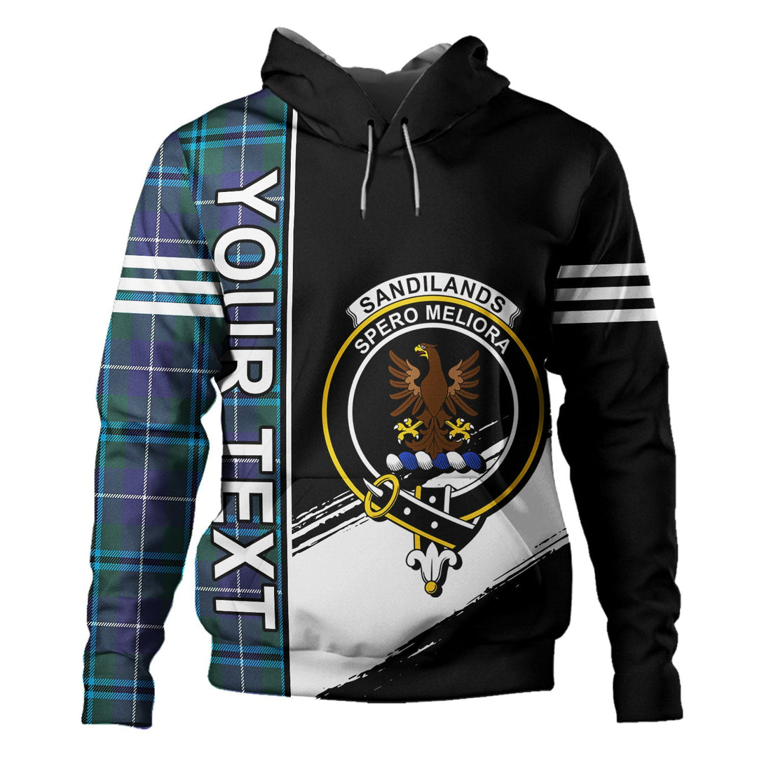 Sandilands Clan Badge Tartan Hoodie Quarter Style Personalized