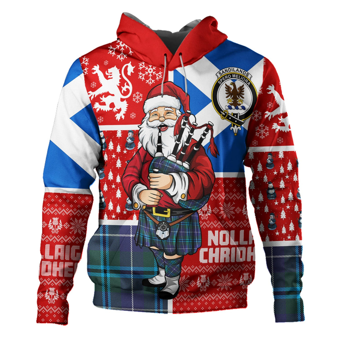 Sandilands Clan Badge Tartan Hoodie Scotland Christmas Santa