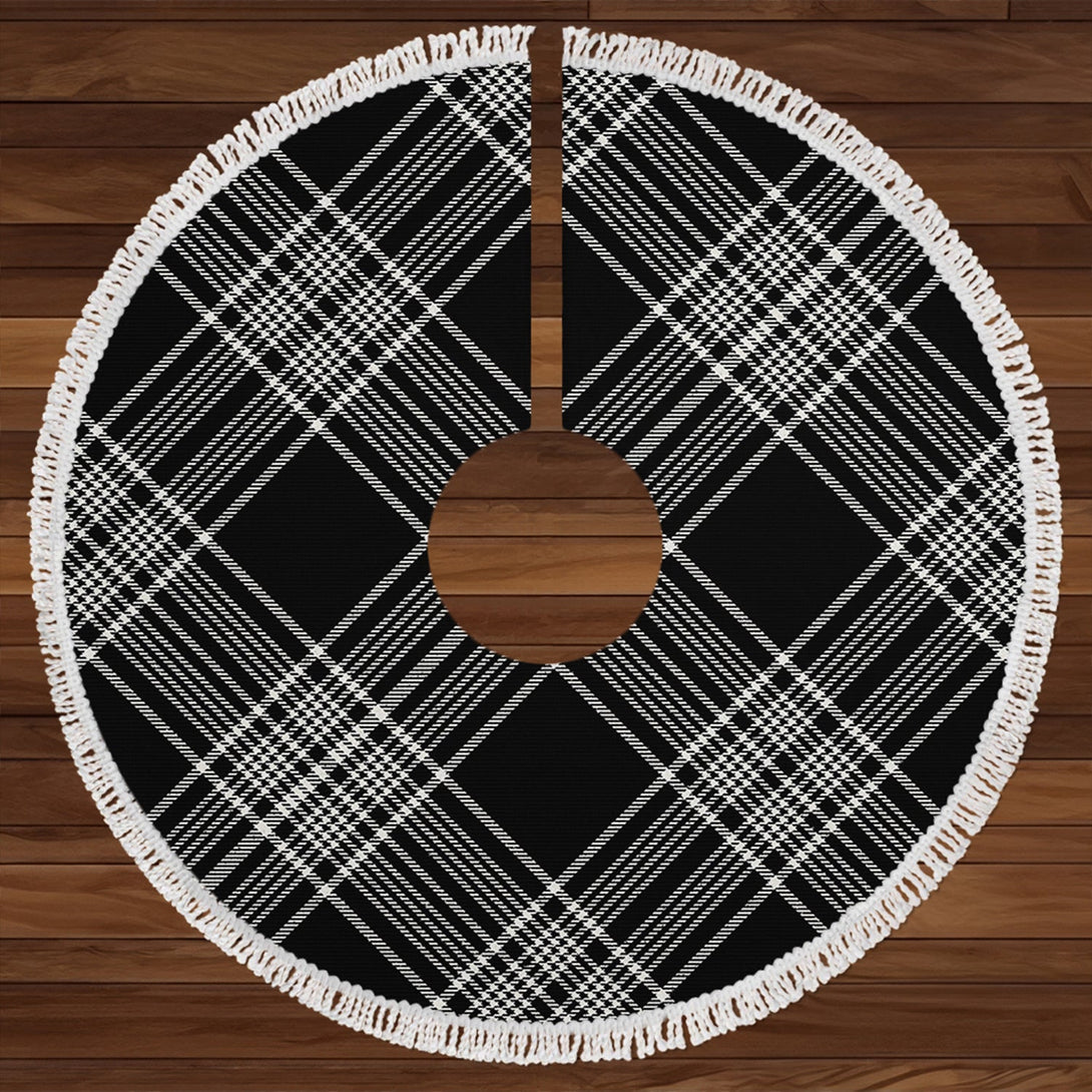 Scott Black - White Modern Tartan Christmas Tree Skirt