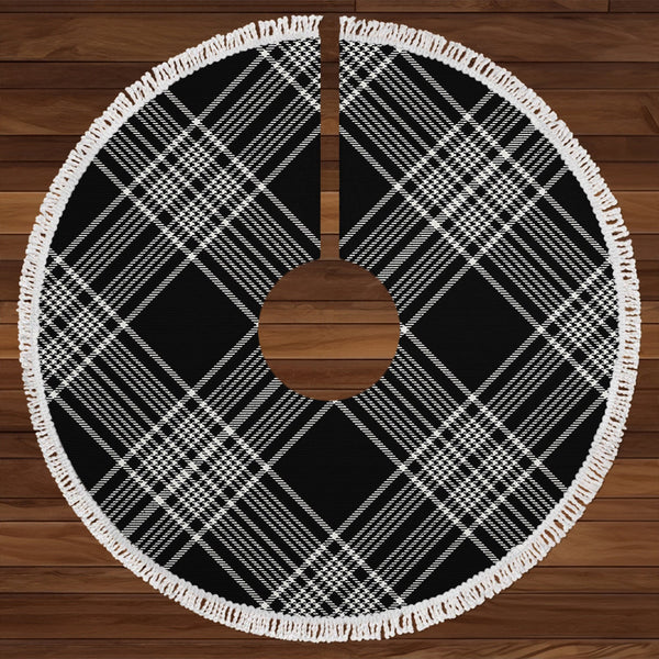 Scott Black - White Modern Tartan Christmas Tree Skirt