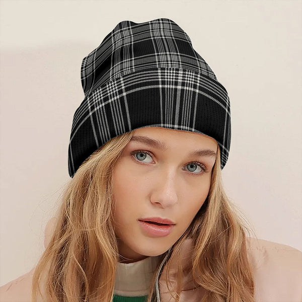 Scott Black - White Modern Tartan Knitted Beanie