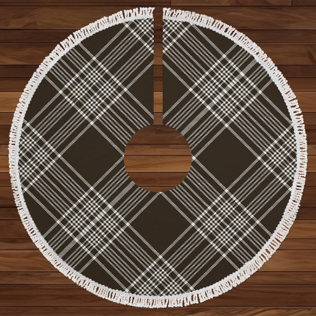 Scott Black - White Weathered Tartan Christmas Tree Skirt