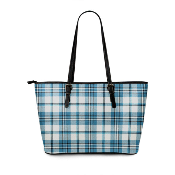 Scott Dress Turquoise Ancient Tartan Leather Tote Bag