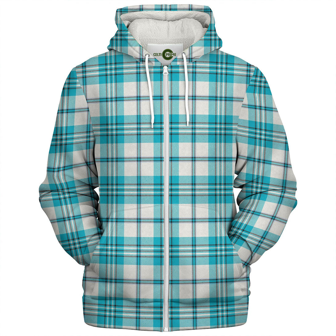 Scott Dress Turquoise Modern Tartan Sherpa Hoodie