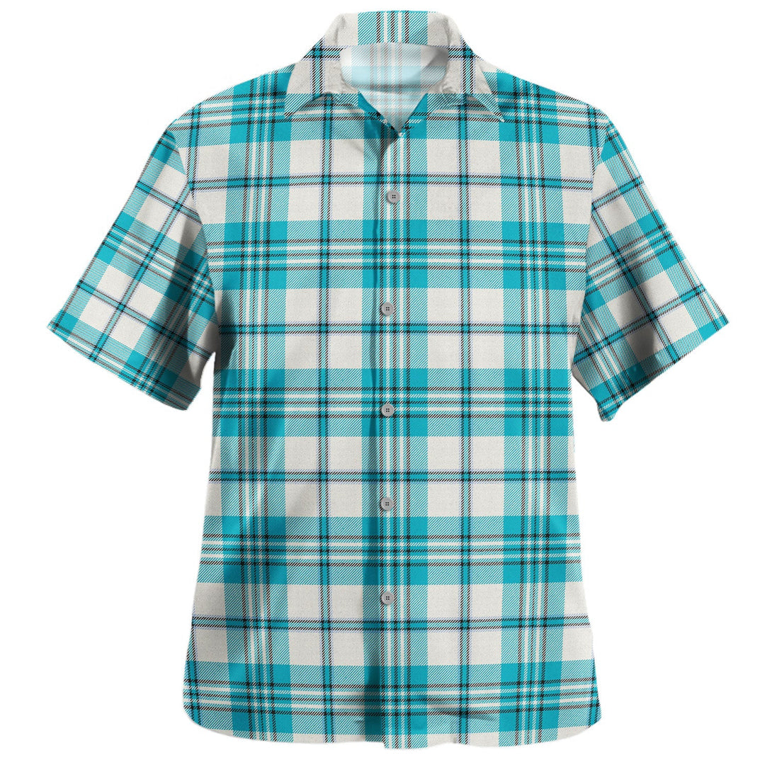 Scott Dress Turquoise Modern Tartan Hawaiian Shirt