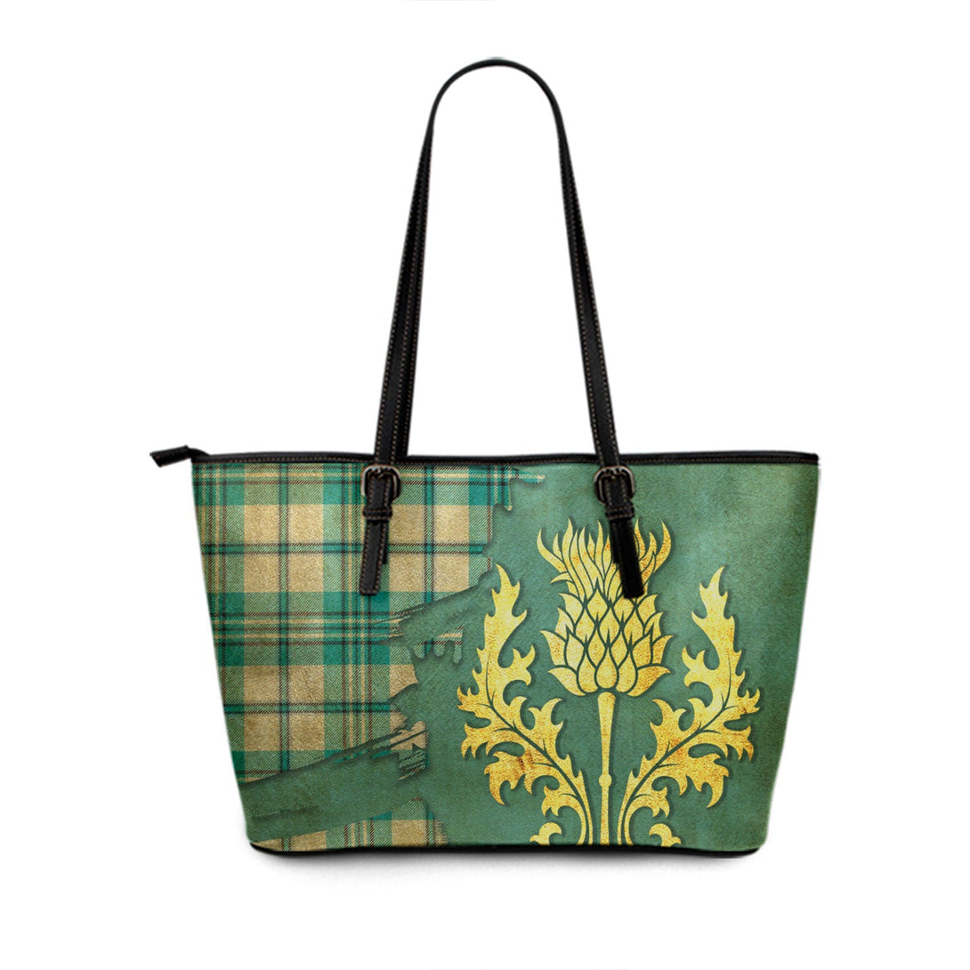 Scott Dress Turquoise Modern Tartan Leather Tote Bag Thistle Oldest Style