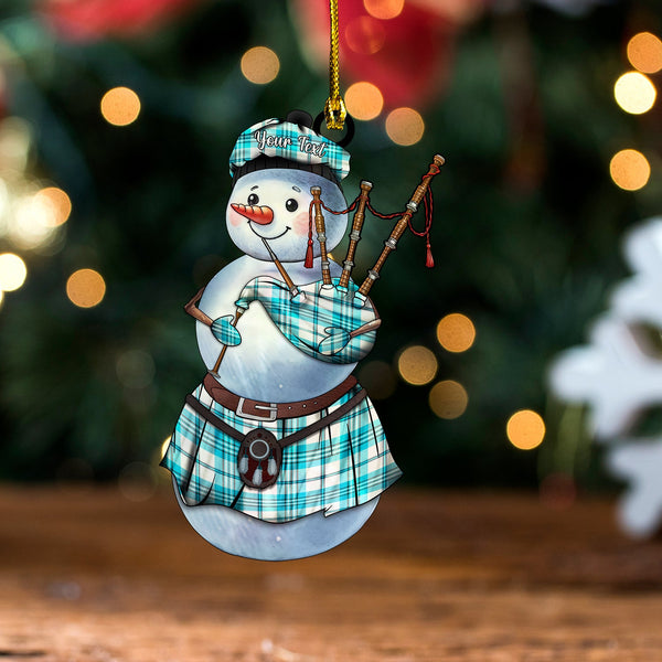 Scott Dress Turquoise Modern Tartan Wood Acrylic Ornament Snowman Bagpipe Personalized