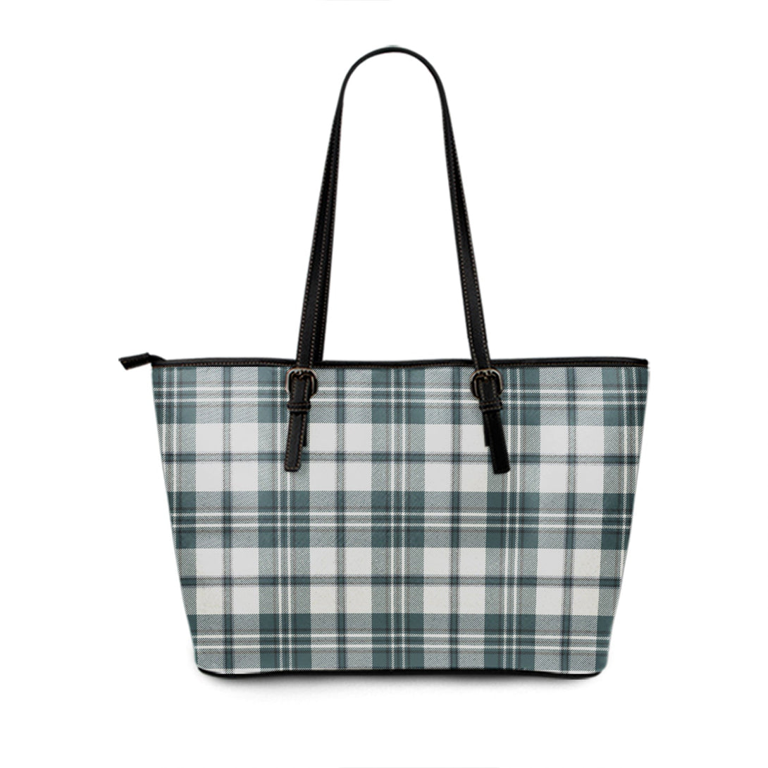 Scott Dress Turquoise Weathered Tartan Leather Tote Bag