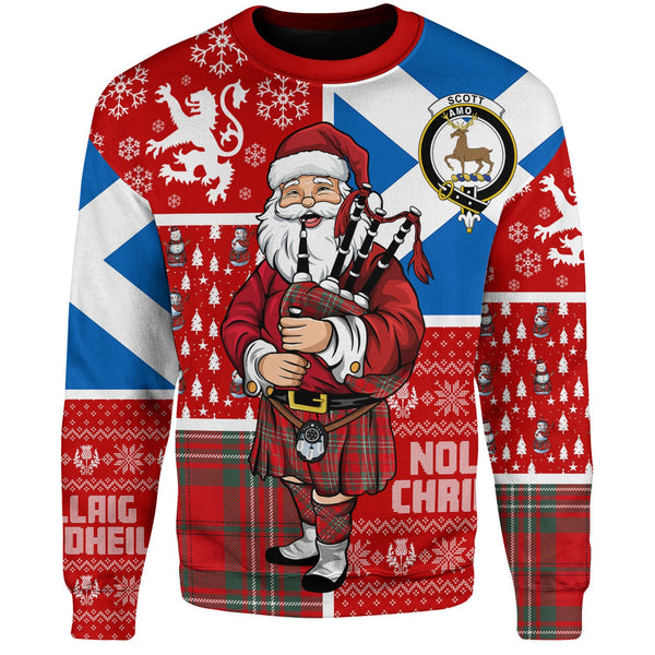 Scott Modern Clan Badge Tartan Sweatshirt Scotland Christmas Santa