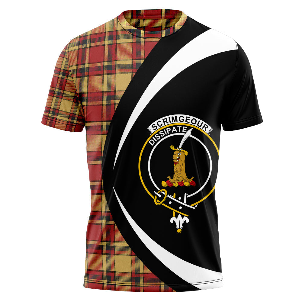 Scrimgeour of Glassary Weathered Clan Badge Tartan T-Shirt Circle Style Personalized