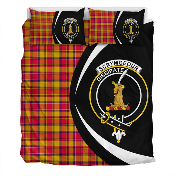 Scrymgeour Clan Badge Tartan Bedding Set Circle Style