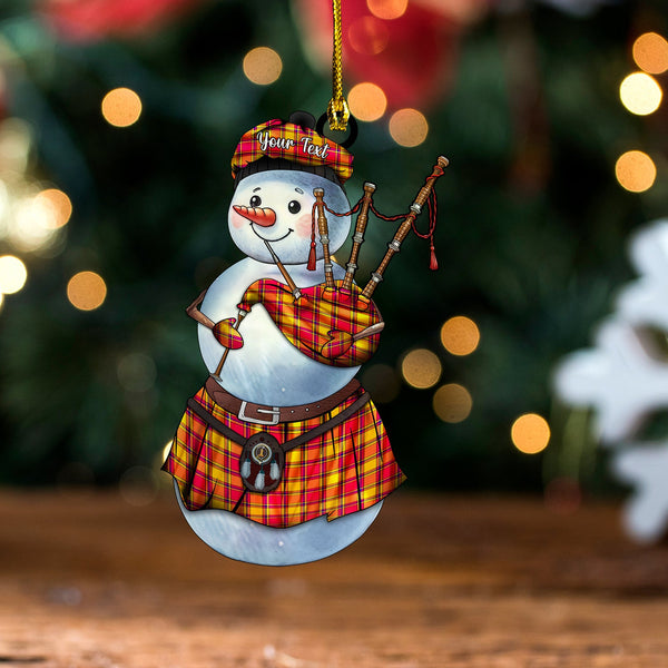 Scrymgeour Clan Badge Tartan Wood Acrylic Ornament Snowman Bagpipe Personalized