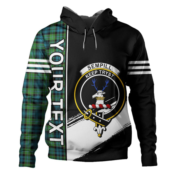 Sempill (Semple) Ancient Clan Badge Tartan Hoodie Quarter Style Personalized