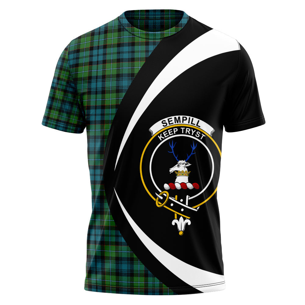 Sempill (Semple) Ancient Clan Badge Tartan T-Shirt Circle Style Personalized