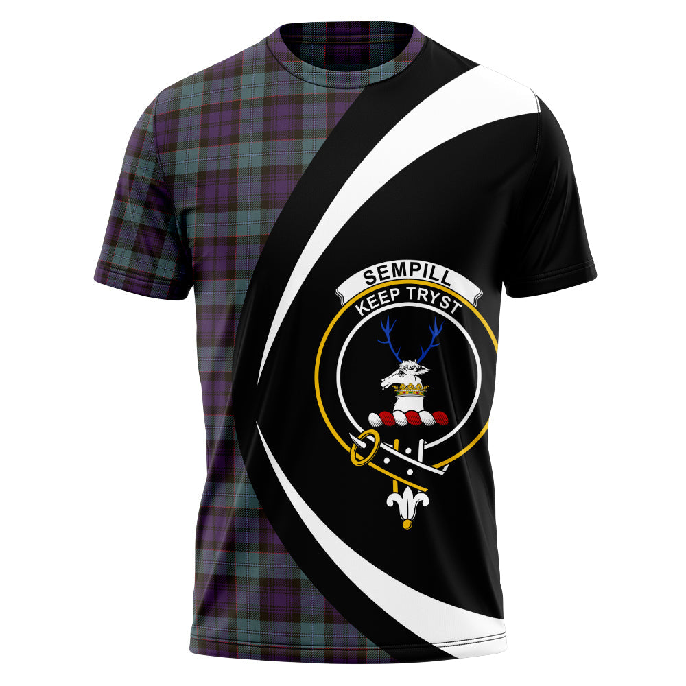 Sempill (Semple) Weathered Clan Badge Tartan T-Shirt Circle Style Personalized