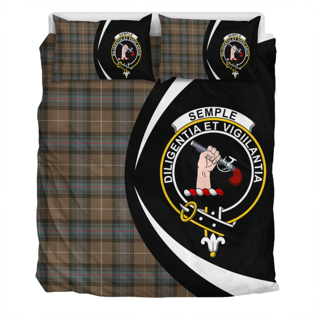 Semple Weathered Clan Badge Tartan Bedding Set Circle Style