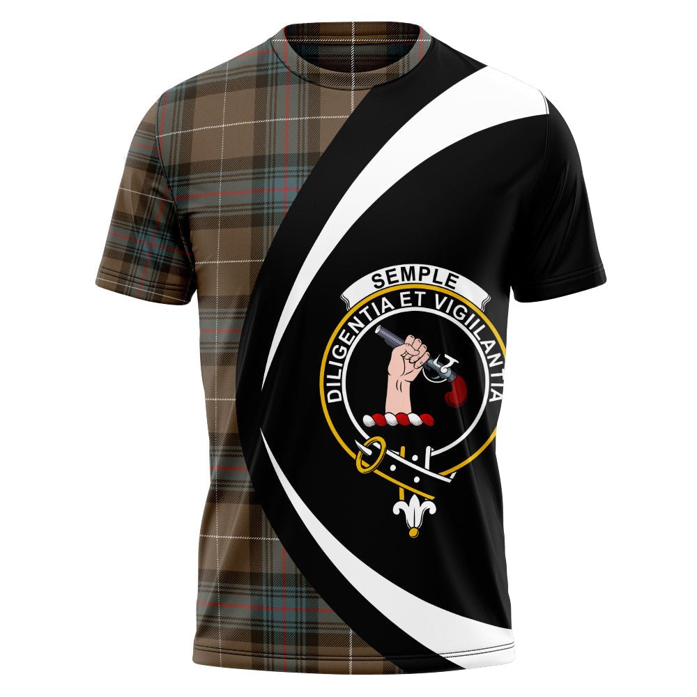 Semple Weathered Clan Badge Tartan T-Shirt Circle Style Personalized