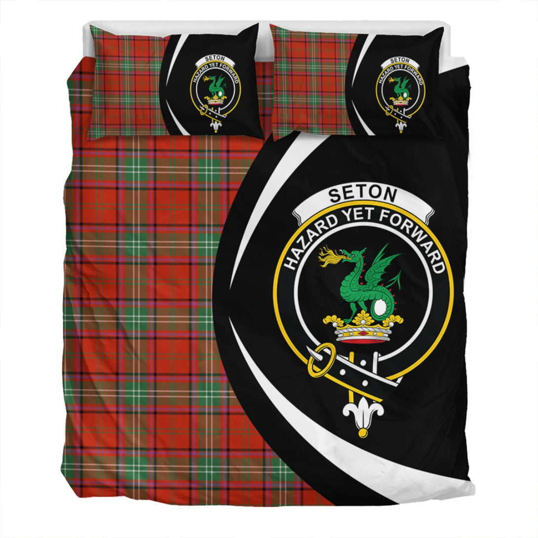 Seton Ancient Clan Badge Tartan Bedding Set Circle Style